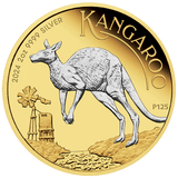 2024 Australian Kangaroo 2oz Silver Proof Reverse Gilded Coin