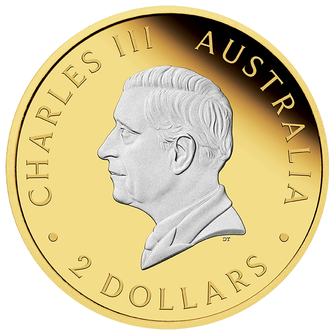 2024 Australian Kangaroo 2oz Silver Proof Reverse Gilded Coin