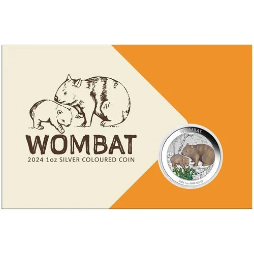 Australian Wombat 2024 1oz Silver Coloured Coin in Card