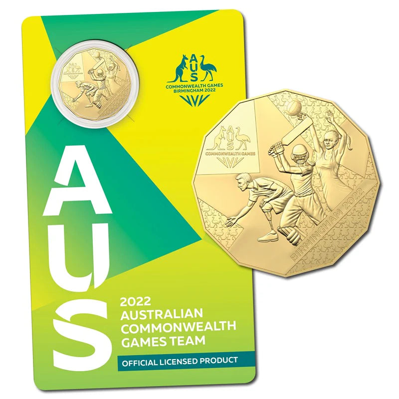 2022 50c Australian Commonwealth Games Team Gold Plated Uncirculated Coin