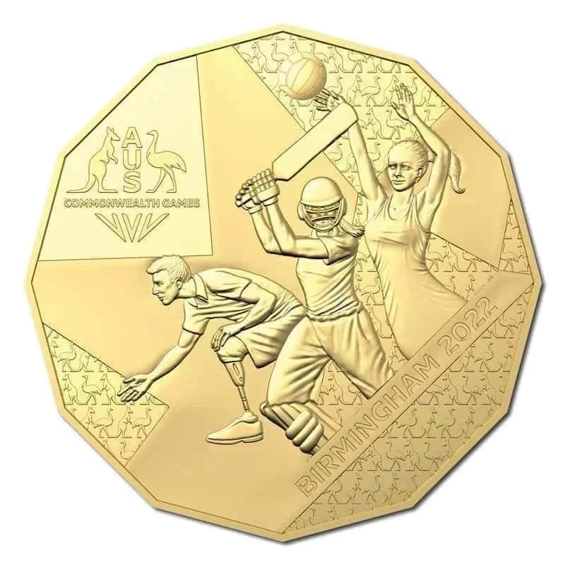 2022 50c Australian Commonwealth Games Team Gold Plated Uncirculated Coin