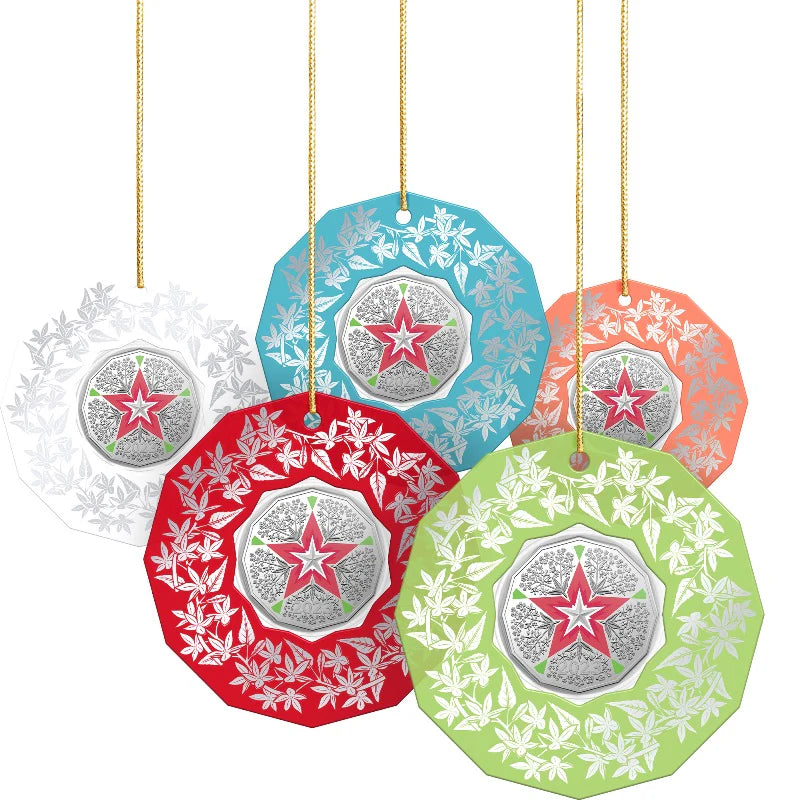 50c 2023 Christmas Festive Floral UNC - Set of 5