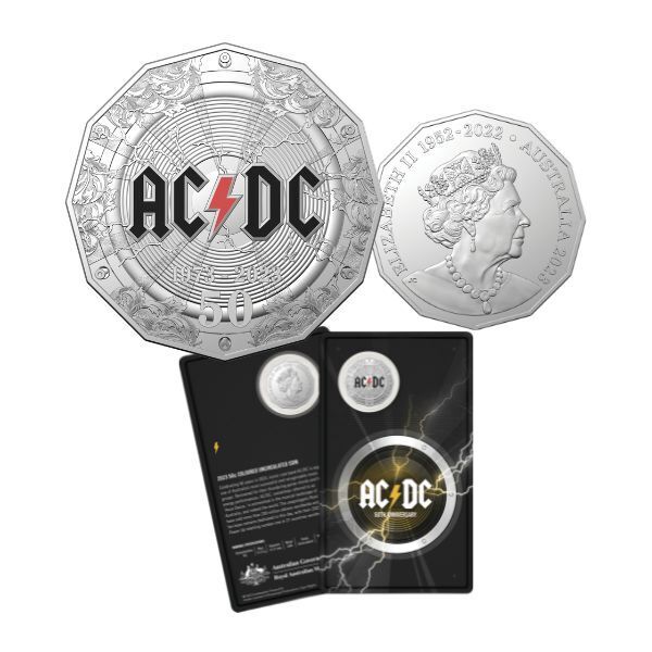 2023 50c 50th Anniversary of AC/DC Coloured UNC