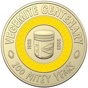 2023 $2 dollar Vegemite Centenary Yellow - CIRC