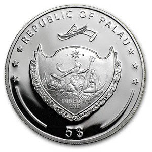 2012 Palau $5 Proof Silver Four-Leaf Clover Ounce of Luck