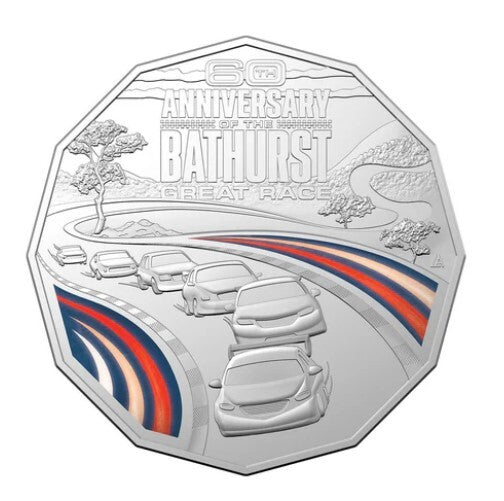 2023 Bathurst 60th Anniversary Coloured 50c Carded Coin