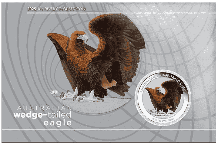 Australian Wedge-Tailed Eagle - 2025 1oz Silver Coloured Coin in Card