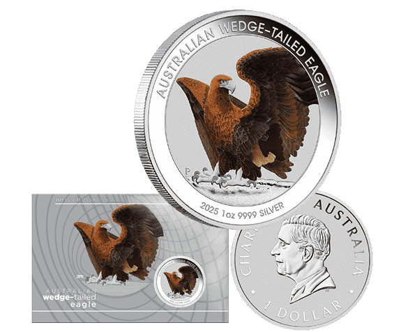 Australian Wedge-Tailed Eagle - 2025 1oz Silver Coloured Coin in Card