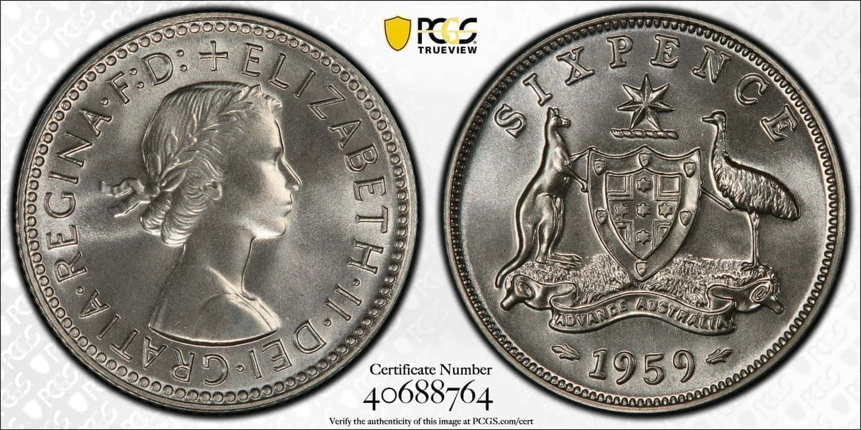 1959 M Sixpence Australia PCGS PR66