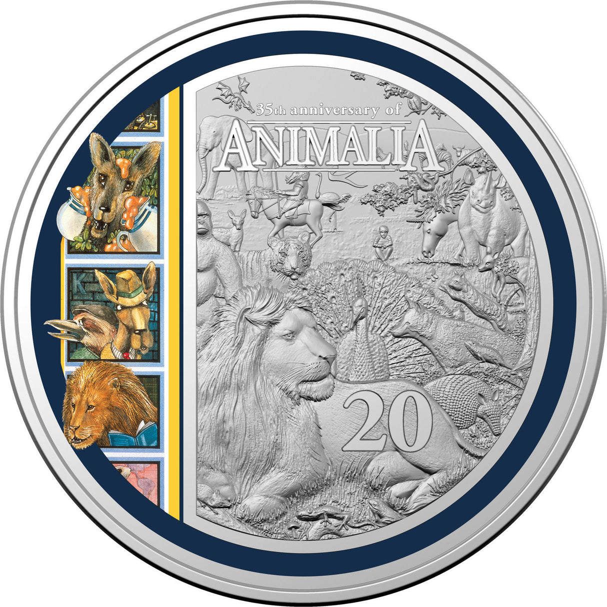 2021 Animalia 35th Anniversary 20c Coloured UNC Coin