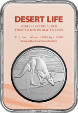 2024 $1 Kangaroo Series Desert Life 1oz Silver Frosted UNC