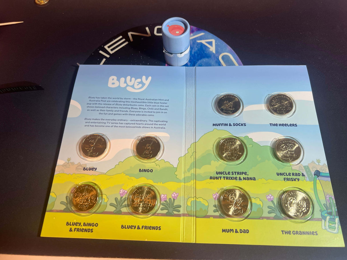 2024 $1 BLUEY COIN SET IN FOLDER - OPENED TUBE