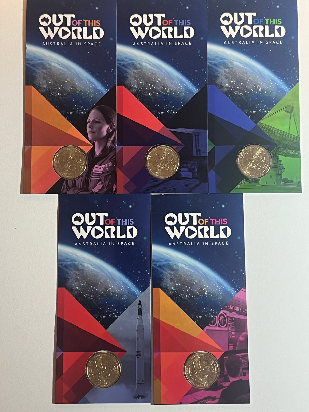 2024 $1 'Out of this World - Australia in Space' - 'A' Counterstamp Carded Coins - Set of 5