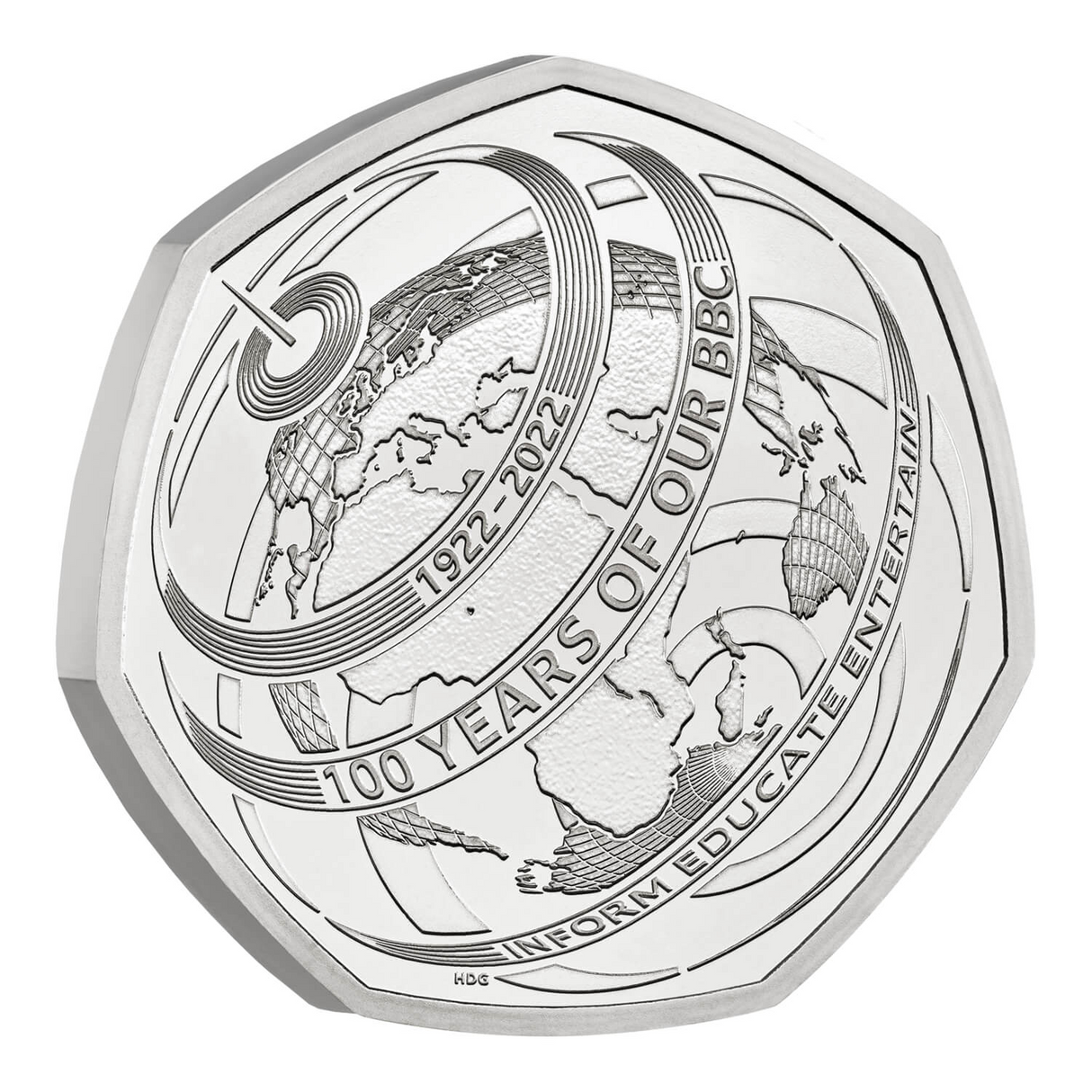 2022 The 100th Anniversary of Our BBC UK 50p Brilliant Uncirculated Coin