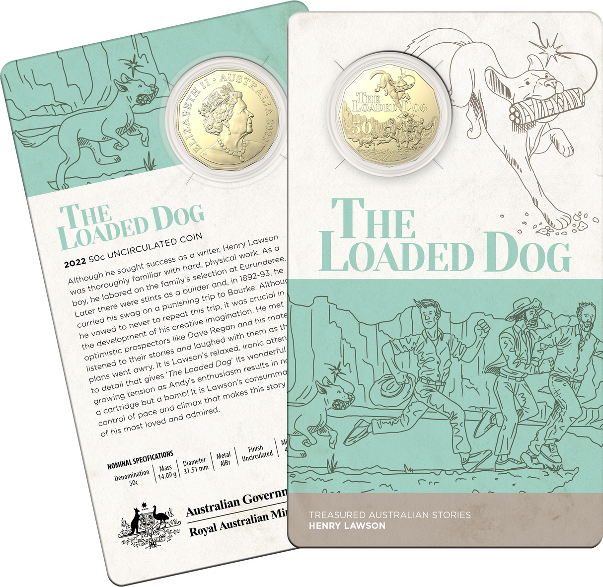 2022 50c Henry Lawson The Loaded Dog Gold Plated UNC