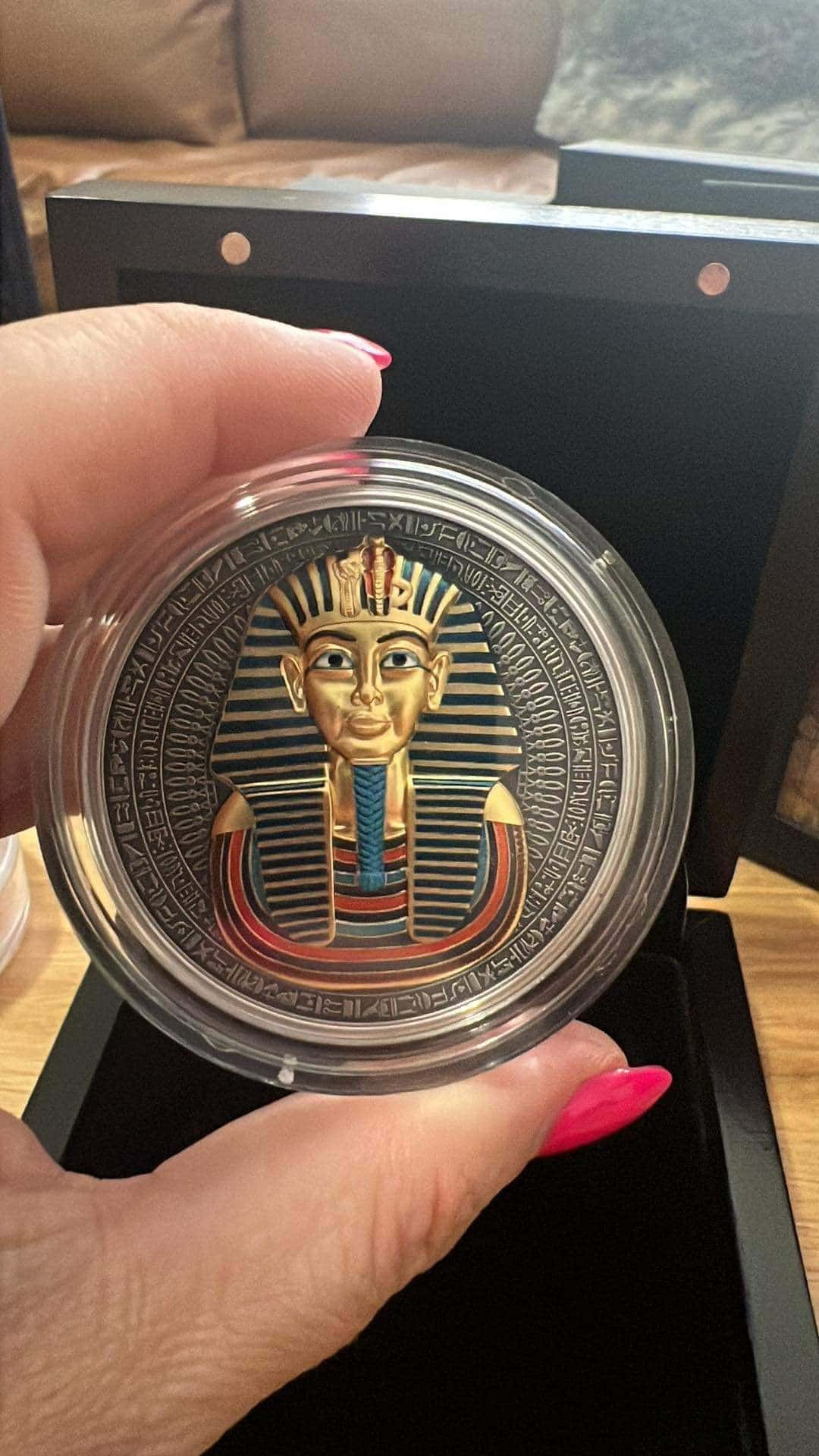 2022 $5 Tutankhamun's Mask 2oz Silver Gilded Antiqued