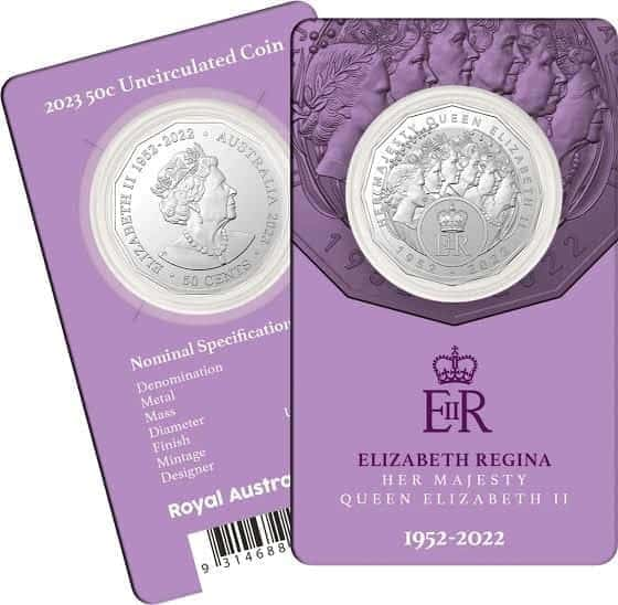 AUSTRALIA 2023 ELIZABETH REGINA 50c CARDED - QUEEN ELIZABETH II COMMEMORATIVE