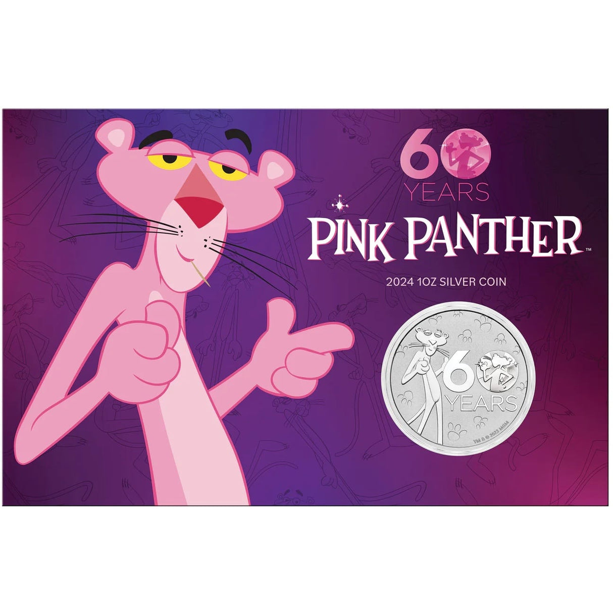 Pink Panther™ 60th Anniversary 2024 1oz Silver Coin in Card