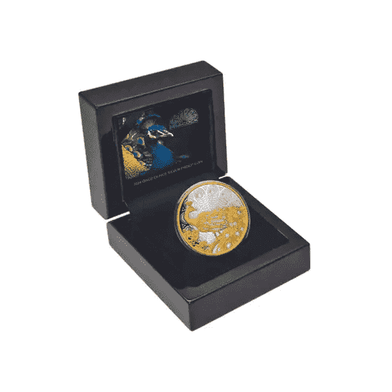 Peacock 2024 $1 Gold-plated 1oz Silver Proof Coin