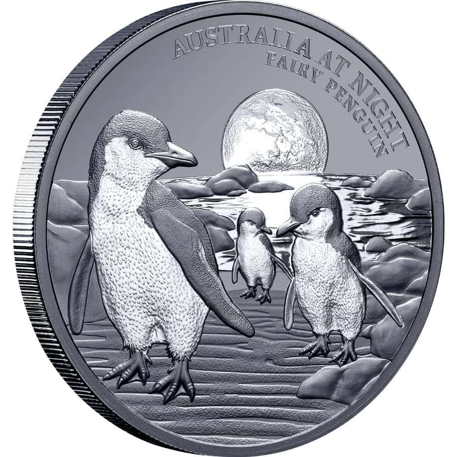 2024 Australia at Night $1 Penguin 1oz Silver Black Proof Coin