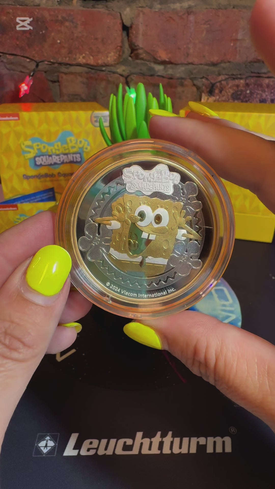 2024 SpongeBob SquarePants 2oz Silver Proof Gilded Coin