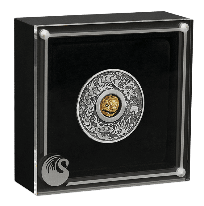 Year of the Dragon Rotating Charm 2024 1oz Silver Antiqued Coin