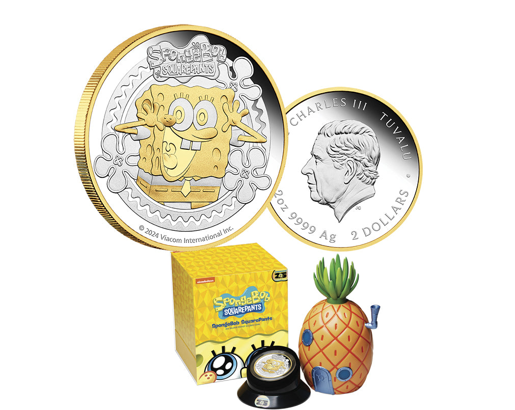 SpongeBob SquarePants 2024 2oz Silver Proof Gilded Coin – Nova Coins